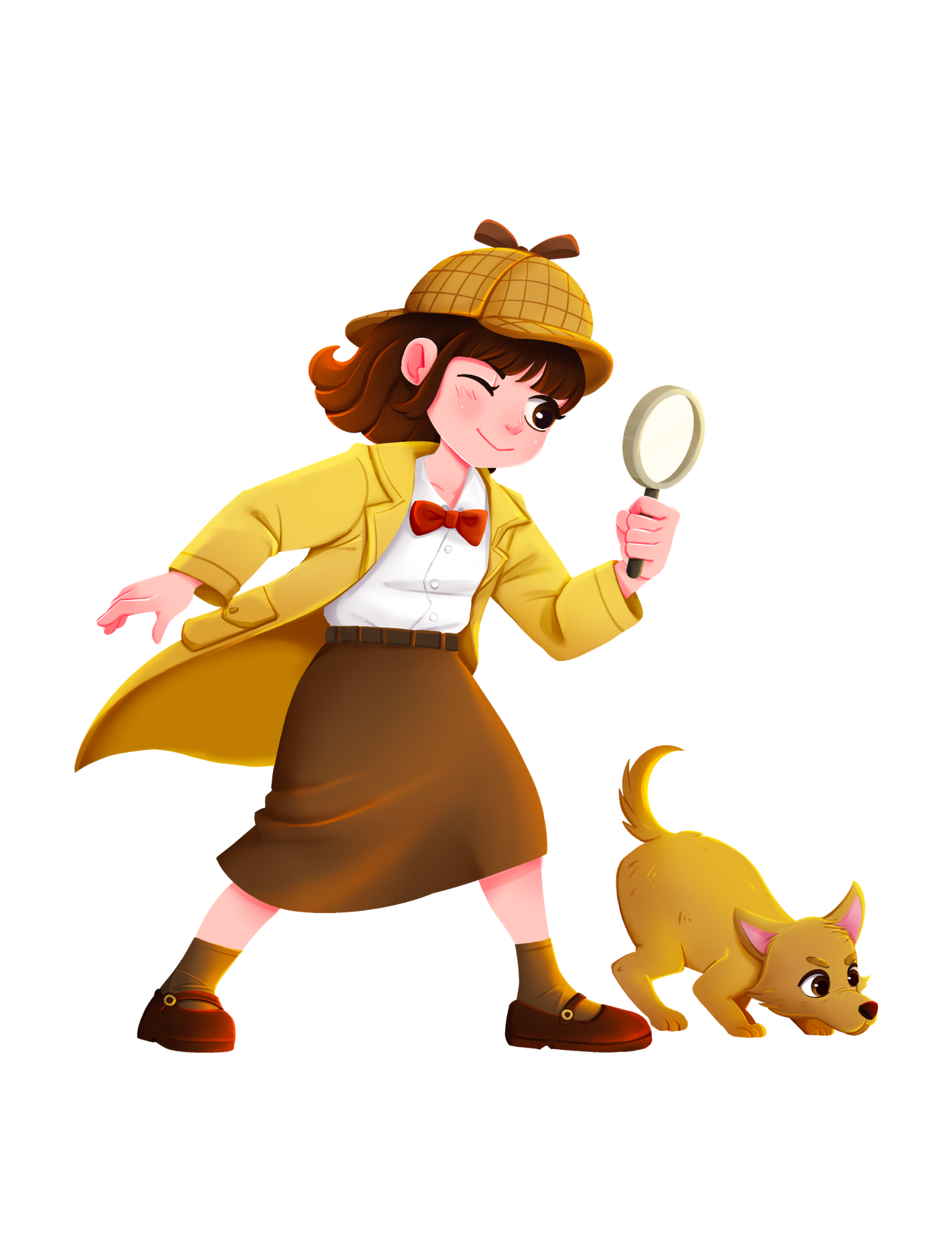 graphic of detective with dog
